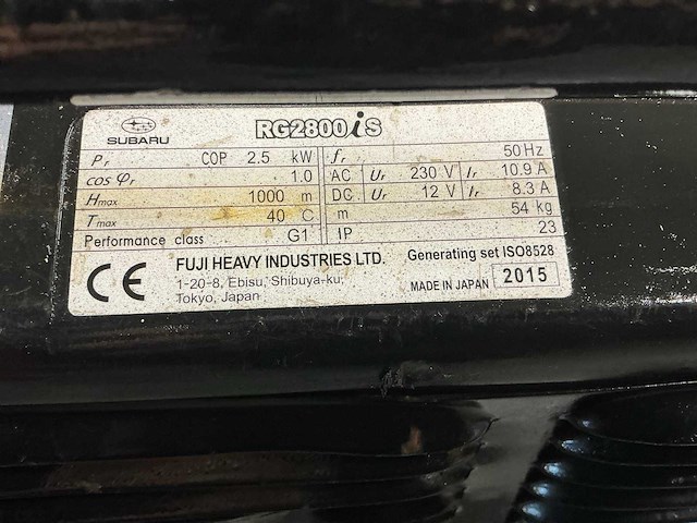 2015 subaru rg2800is stroomgenerator - afbeelding 2 van  2