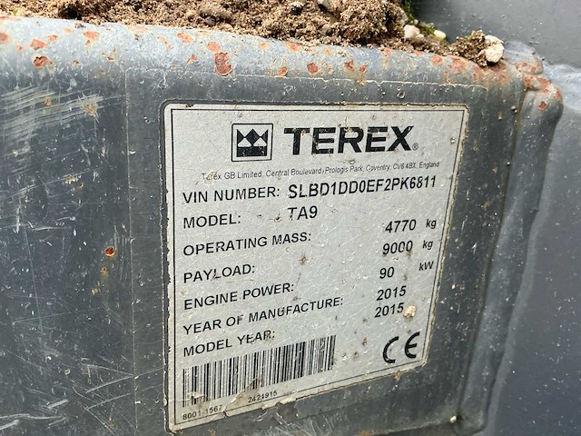 2015 terex ta9 dumper - afbeelding 8 van  13