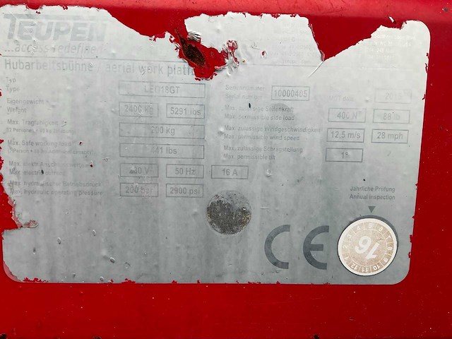 2015 teugen leo18gt hoogwerker - afbeelding 17 van  24