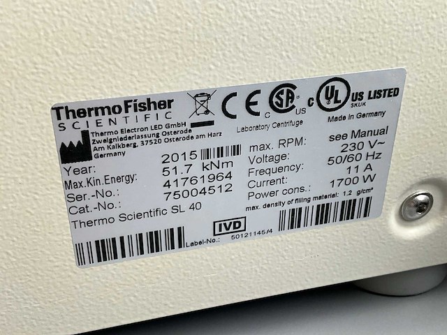 2015 thermowetenschappelijke sl 40 centrifuge - afbeelding 7 van  7
