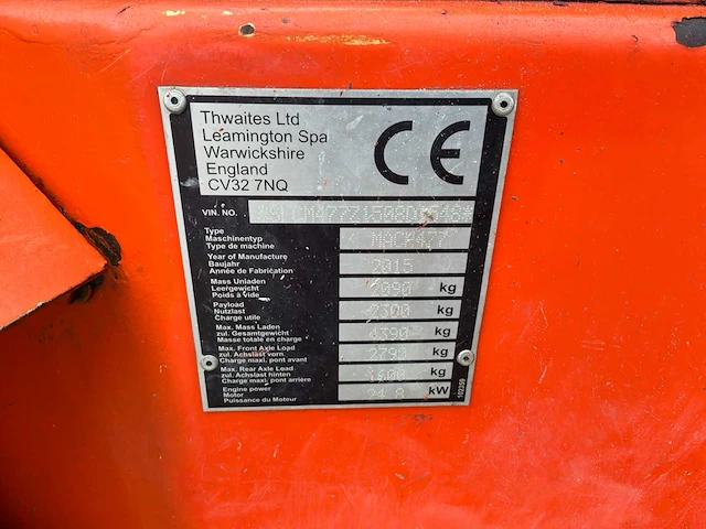 2015 thwaites mach 477 4x4 wieldumper met hydraulisch draaibare kiepbak - afbeelding 6 van  23
