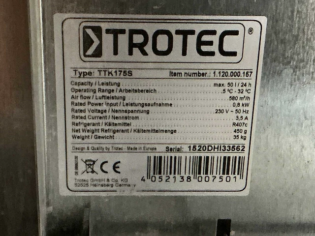 2015 trotec ttk 0175 s bouwdroger 50l - afbeelding 7 van  7