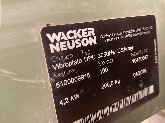 2015 wacker dpu3050 trilplaat - afbeelding 9 van  9