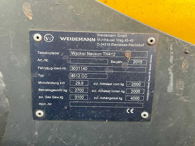 2015 wacker neuson th412 verreiker - afbeelding 10 van  20