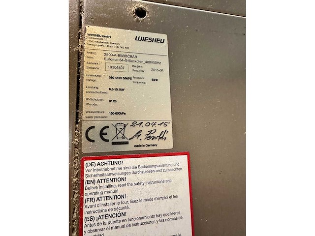 2015 wiesheu euromat 64-s dubbele combi oven - afbeelding 7 van  8