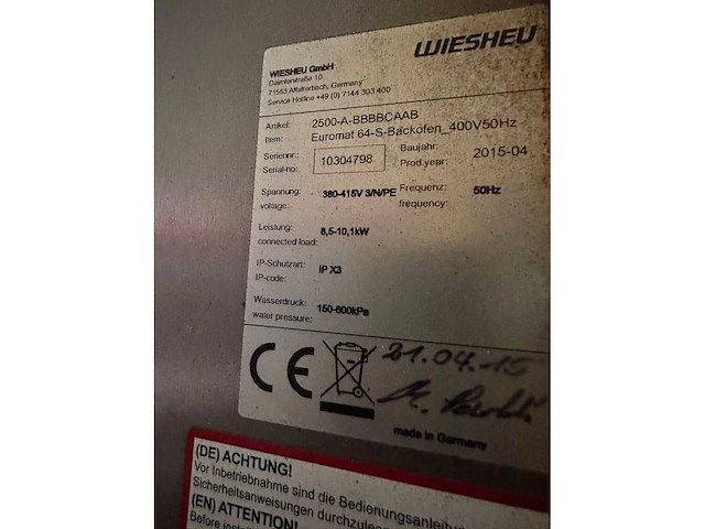 2015 wiesheu euromat 64-s dubbele combi oven - afbeelding 4 van  7