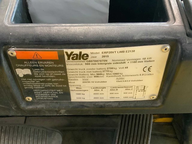 2015 yale erp20vt vorkheftruck - afbeelding 16 van  18