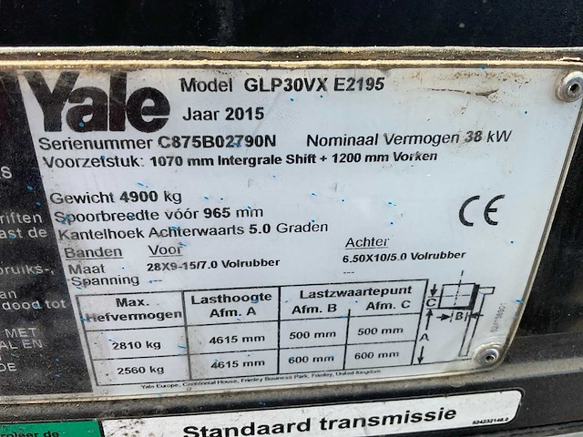 2015 yale glp30vx vorkheftruck - afbeelding 14 van  22