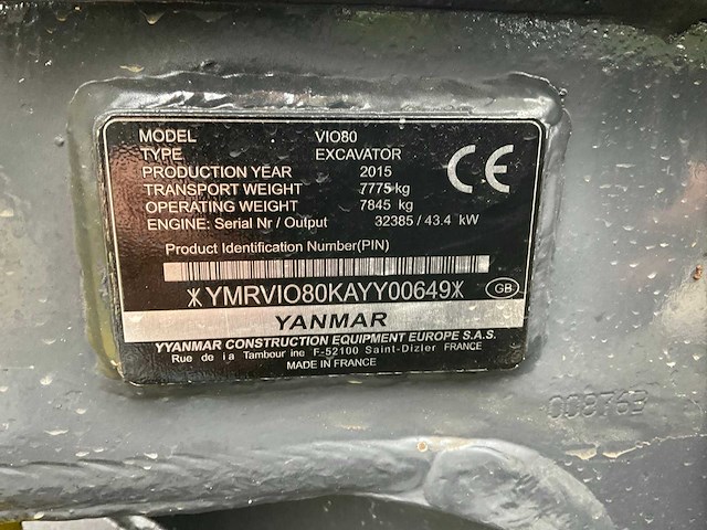 2015 yanmar vio80 midigraafmachine - afbeelding 32 van  32