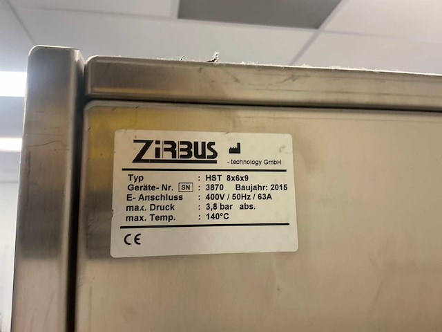 2015 zirbus hst 8x6x9 floor standing laboratory autoclaaf - afbeelding 5 van  13