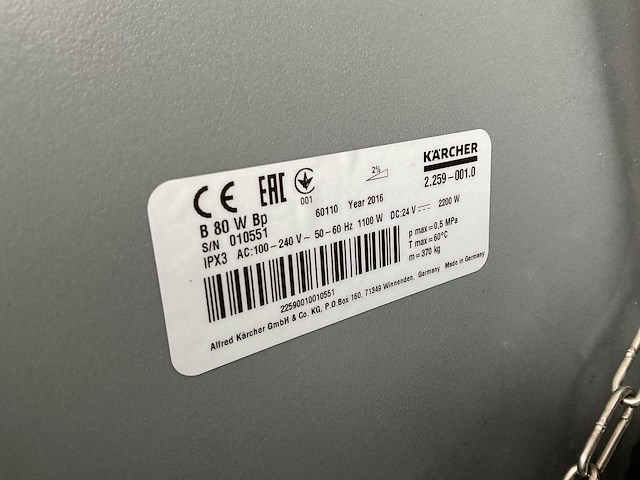 2016 - karcher - b 80 w bp - schrob-/zuigmachine - afbeelding 7 van  7