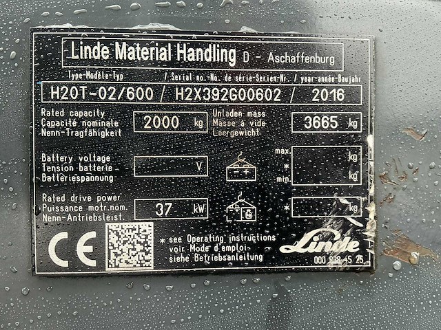 2016 - linde - h20t - evo - vorkheftruck - afbeelding 5 van  13