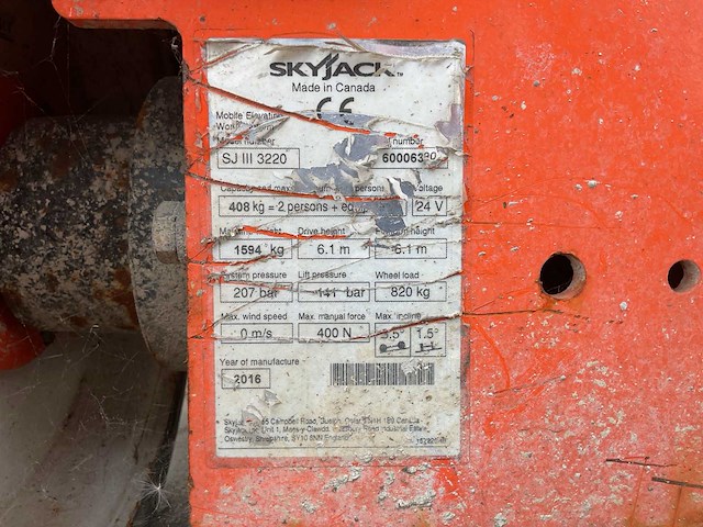 2016 - skyjack - sj iii 3220 - schaarhoogwerker - afbeelding 6 van  6