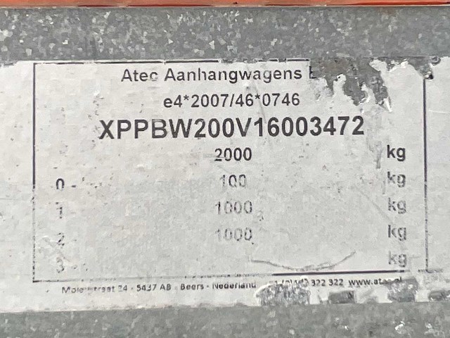 2016 atec eb2 2-1 dubbelas aanhangwagen - afbeelding 10 van  18