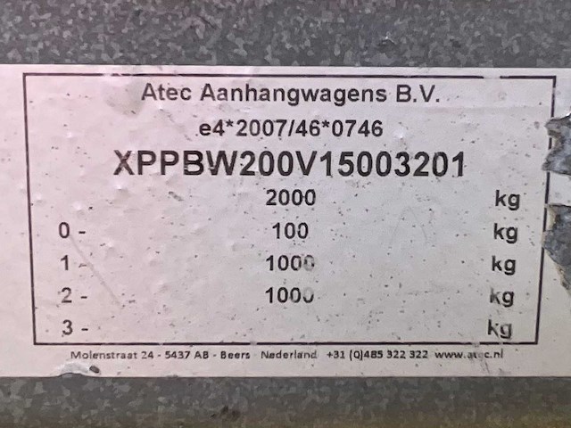 2016 atec eb2 2-1 dubbelas aanhangwagen - afbeelding 11 van  19