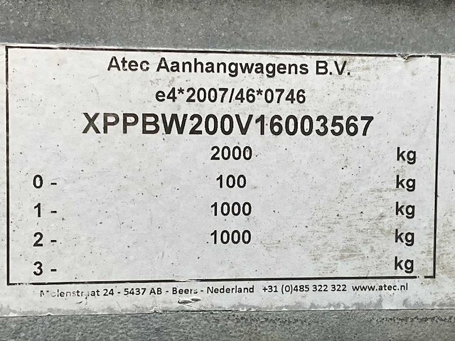 2016 atec eb2 2-1 dubbelas aanhangwagen - afbeelding 11 van  19