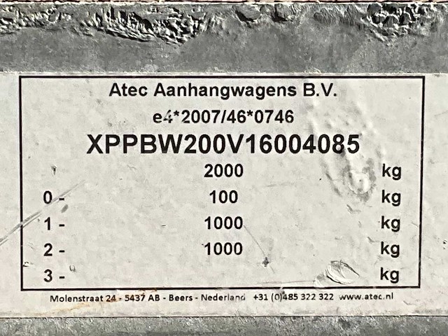 2016 atec eb2 2-1 dubbelas aanhangwagen - afbeelding 10 van  18