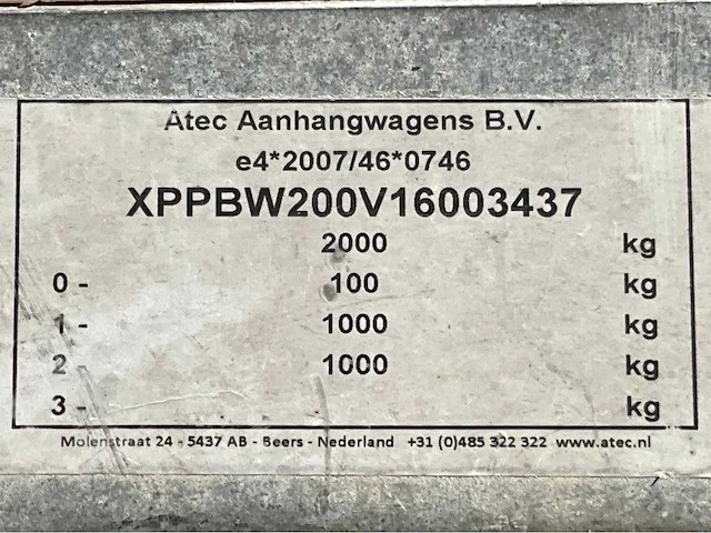 2016 atec eb2 2-1 dubbelas aanhangwagen - afbeelding 11 van  19