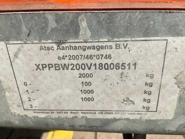 2016 atec eb2 2-1 dubbelas aanhangwagen - afbeelding 7 van  15