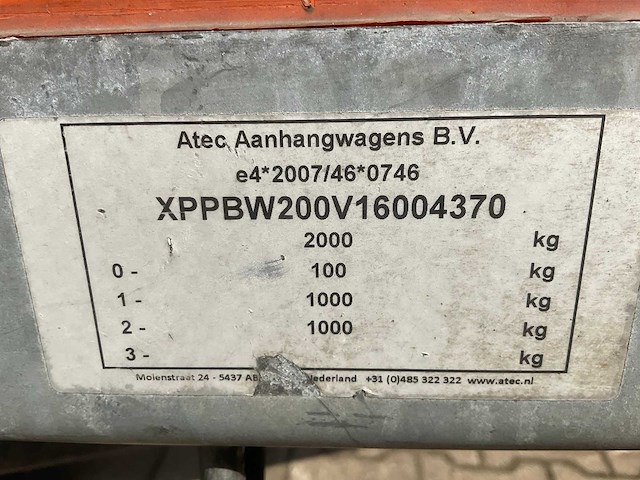2016 atec eb2 2-1 dubbelas aanhangwagen - afbeelding 8 van  16