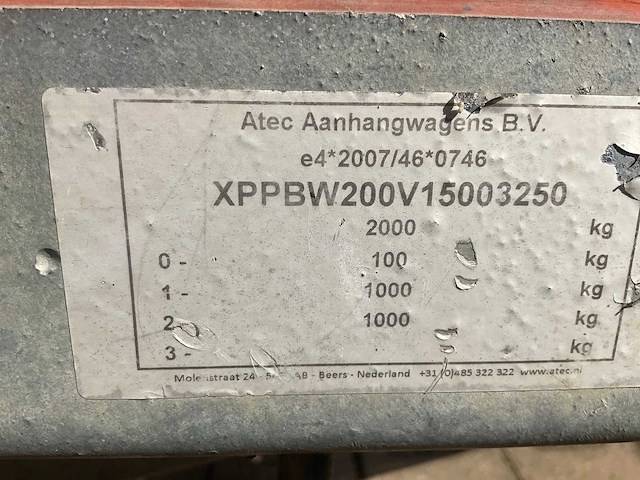 2016 atec eb2 2-1 dubbelas aanhangwagen - afbeelding 8 van  16