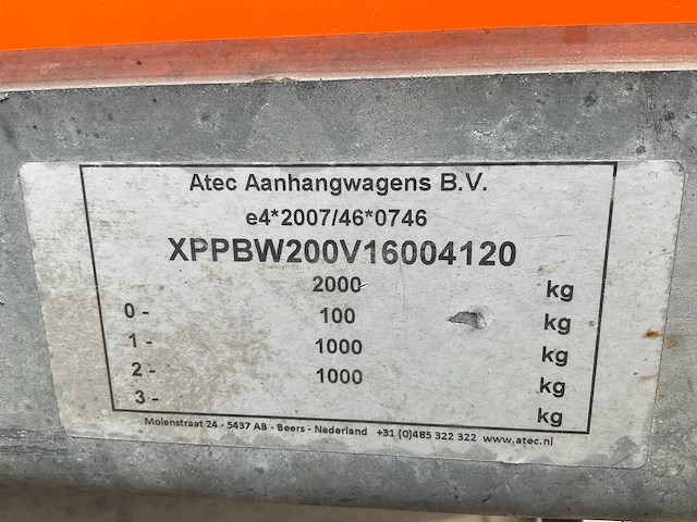2016 atec eb2 2-1 dubbelas aanhangwagen - afbeelding 7 van  15