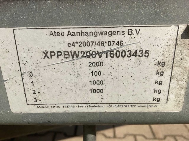 2016 atec eb2 2-1 dubbelas aanhangwagen - afbeelding 9 van  17