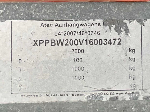 2016 atec eb2 2-1 dubbelas aanhangwagen - afbeelding 10 van  18