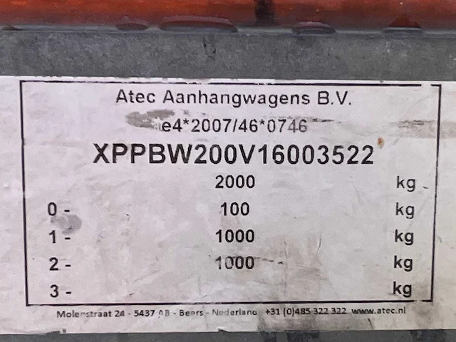 2016 atec eb2 2-1 dubbelas aanhangwagen - afbeelding 10 van  19
