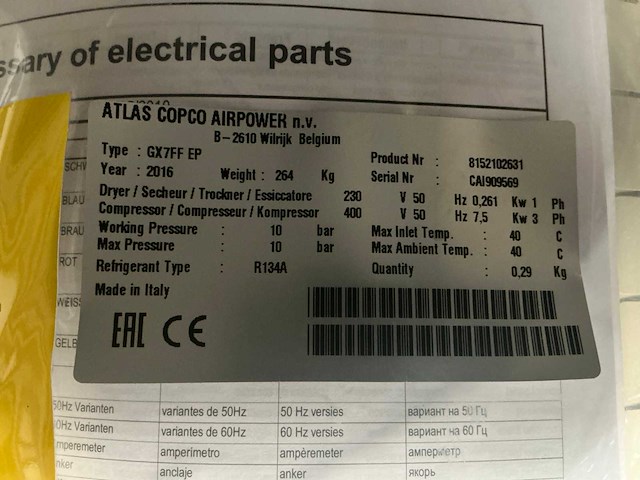 2016 atlas copco gx7ff schroefcompressor - afbeelding 6 van  7