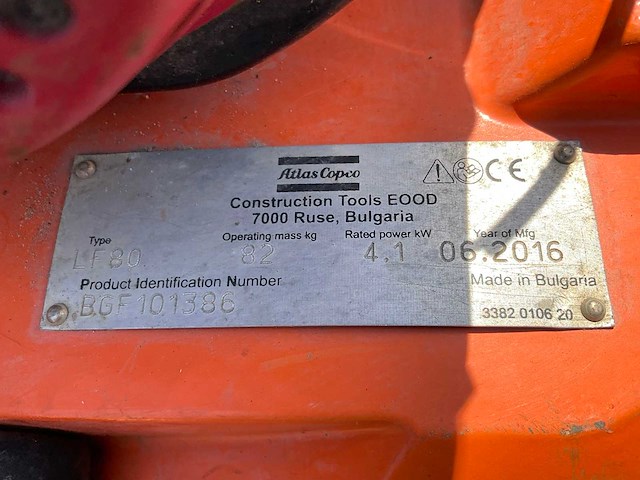 2016 atlas copco lf80 trilplaat - afbeelding 8 van  8