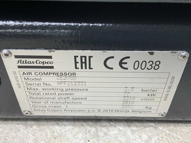 2016 atlas copco ze2 vsd oil-free luchtcompressor - afbeelding 1 van  10
