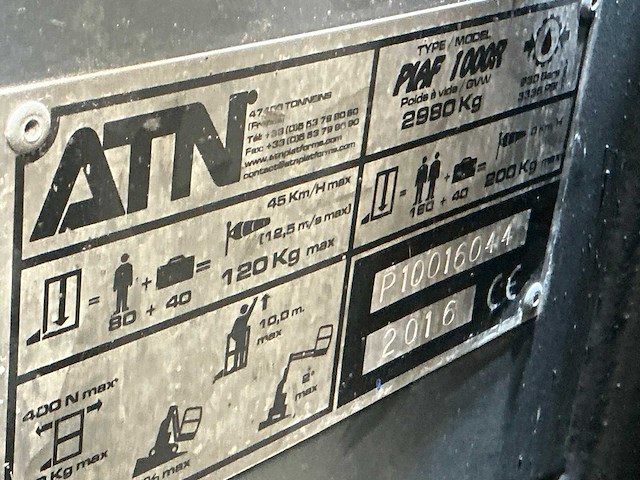 2016 atn piaf 1000r hoogwerker - afbeelding 5 van  13