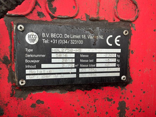 2016 beco hbl 2750 overslaggrijper - afbeelding 2 van  10
