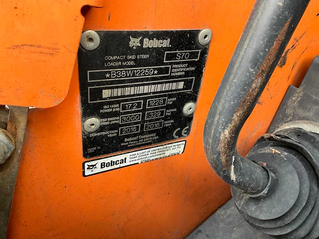 2016 bobcat s70 schranklader / mini wiellader - afbeelding 4 van  14