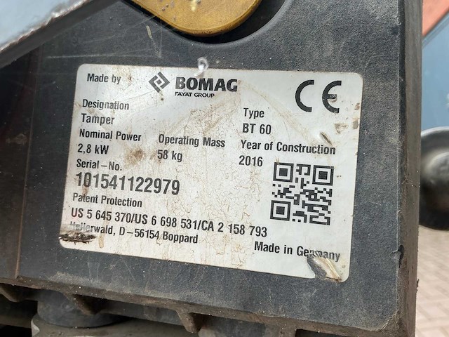 2016 bomag bt60 trilstamper - afbeelding 3 van  12