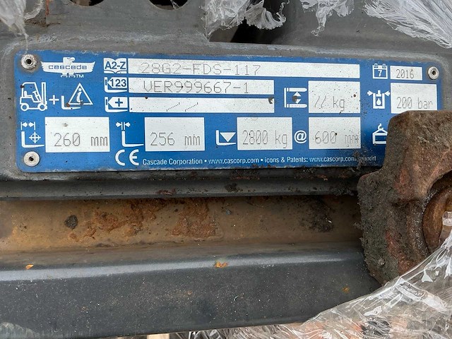 2016 cascade 28g2-fds-117 dubbel vorkenbord heftruck toebehoren - afbeelding 6 van  14