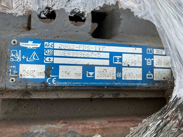 2016 cascade 28g2-fds-117 dubbel vorkenbord heftruck toebehoren - afbeelding 4 van  9