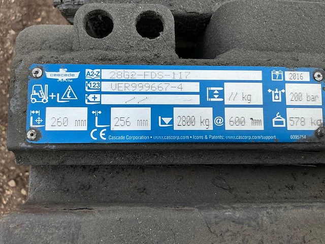 2016 cascade 28g2-fds-117 dubbel vorkenbord heftruck toebehoren - afbeelding 5 van  13