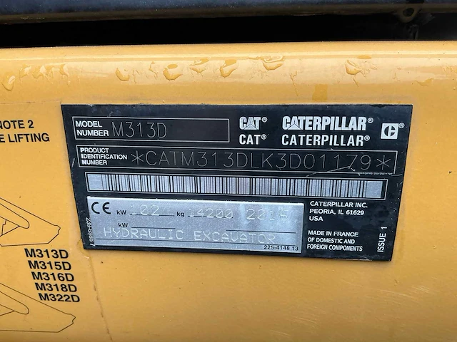 2016 caterpillar m313d banden graafmachine - afbeelding 30 van  36