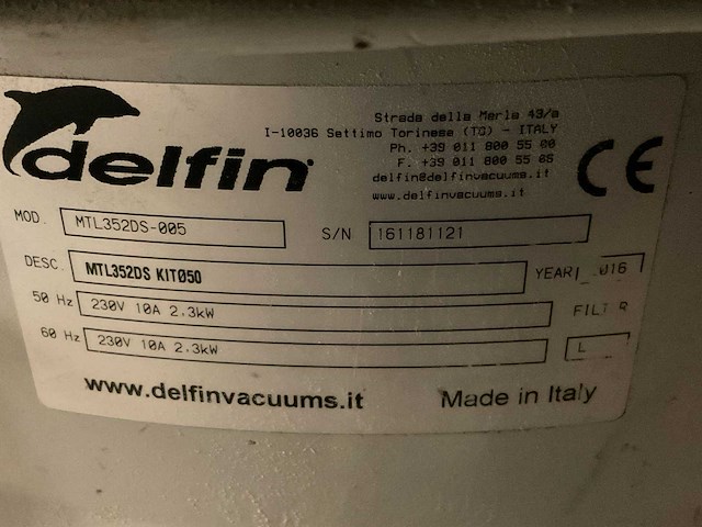 2016 delfin mtl352ds-005 industriële stofzuiger - afbeelding 8 van  8