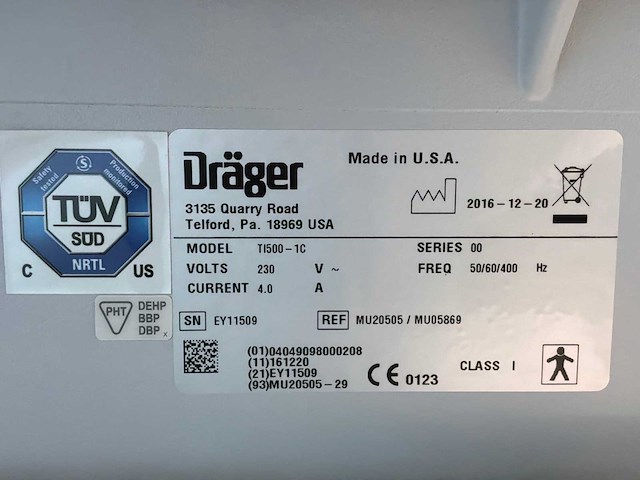 2016 dräger ti500 transport incubator - afbeelding 2 van  3