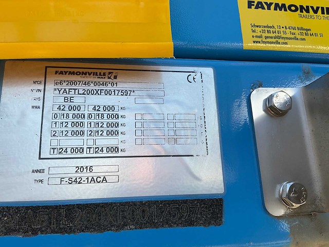 2016 faymonville f-s42-1aca megamax machine trailer - afbeelding 5 van  29