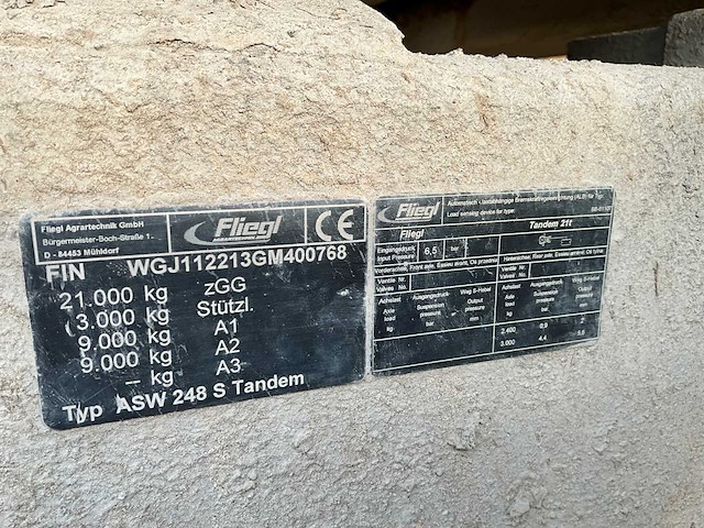 2016 fliegl asw 248 s tandem dumper aanhanger - afbeelding 7 van  15