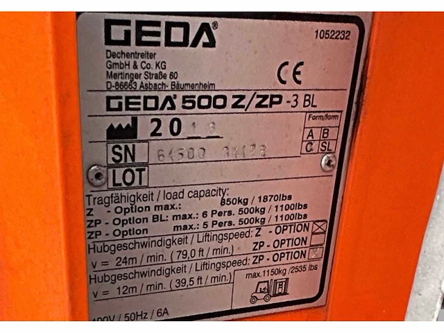 2016 geda 500 z/zp-3bl transportsteiger - afbeelding 9 van  17
