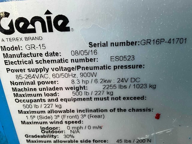 2016 genie gr-15 hoogwerker - afbeelding 4 van  12