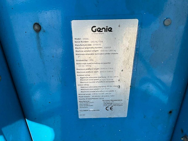 2016 genie gr 26 j masthoogwerker - afbeelding 5 van  13
