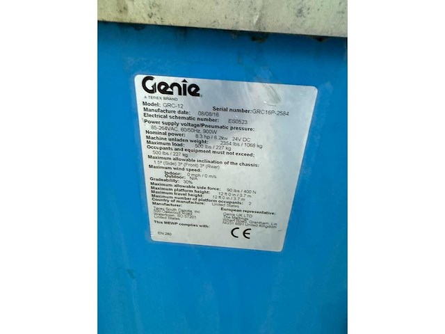 2016 genie grc-12 masthoogwerker - afbeelding 17 van  17