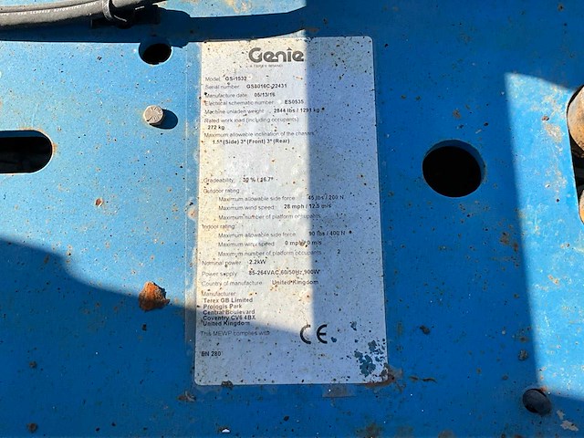 2016 genie gs 1532 schaarhoogwerker - afbeelding 13 van  13