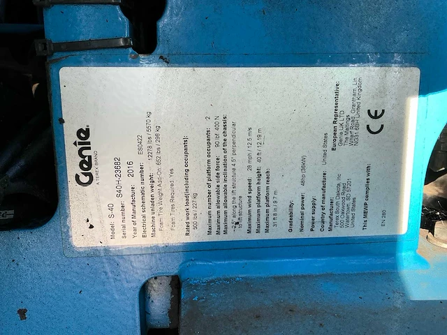 2016 genie s40 hoogwerker - afbeelding 29 van  35